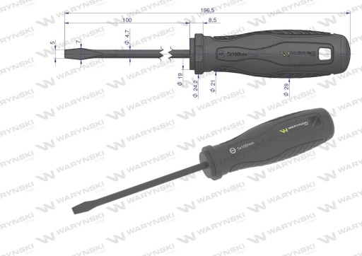 Skrutkovač plochý 5x100 mm WARYŃSKI