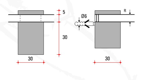 Montáž na policu: sklo, 440B 4-26mm inox doska