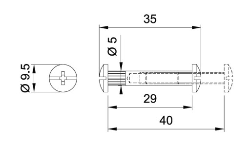 Nábytková spojka / spojovacia skrutka l-31 fi 5 10 ks.