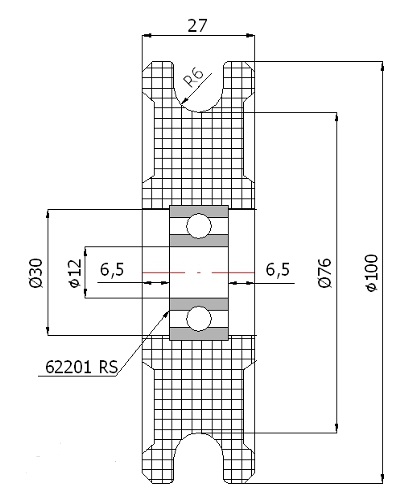 fi 100 VALCOV NA 12 mm KÁBLOVÉ BLOKOVANIE VALEC FI 12