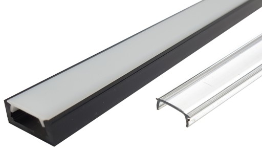 ČIERNY POVRCHOVÝ PVC PROFIL pre LED 1m + LAMPA