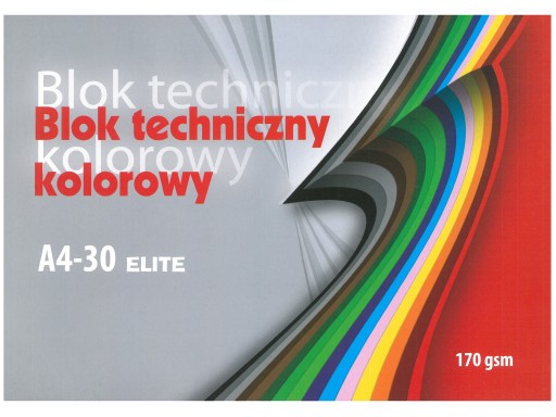 Technická podložka Kreska Elite, farebná, kancelárska škola, A4, 30 listov, 170 g/m2