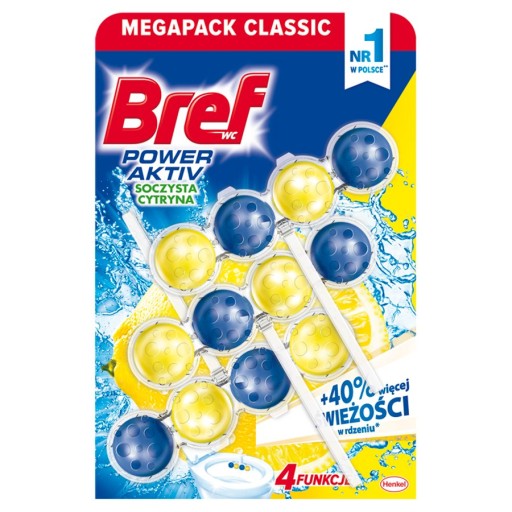 Bref Power Aktiv - Set, 3 WC bloky - Citrón