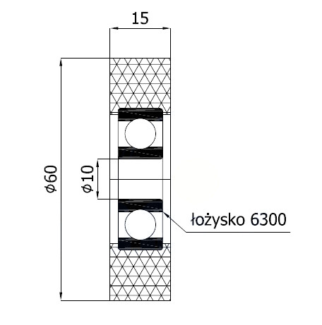 FI 60 POLYURETÁNOVÝ VALEC FI 10 VALEC ŠÍR 15 mm
