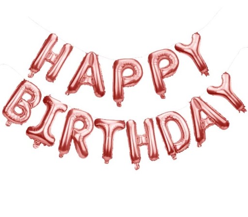 Módny nápis zlatá ruža pre HAPPY BIRTHDAY