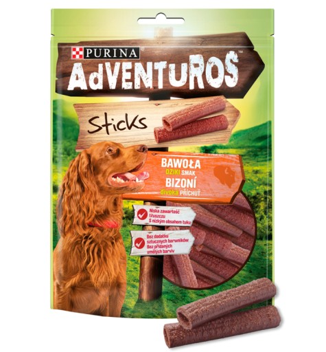 Purina ADVENTUROS Tyčinky pre psa byvol 120g