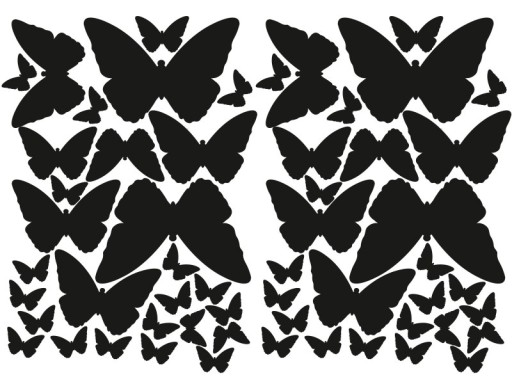 Nálepky na stenu BUTTERFLY - 56 ks - čierne
