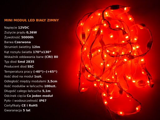LENENTIAL RED MINI LED MODUL SMD 2835 0,36W