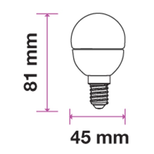 V-TAC SAMSUNG CHIP LED žiarovka 5,5W E14 P45 Ball 3000K HEAT