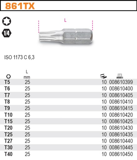 TORX SKRUTKOVACÍ BIT 1/4'' T30 BETA 861TX/30