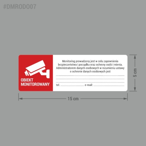Monitoring - GDPR - informačná nálepka 5x15