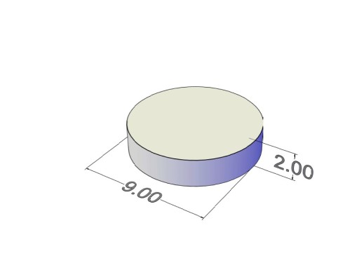 Neodymový magnet valcový MW 9x2 mm N38 10 ks.