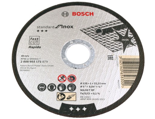 KORUNDOVÝ KOTOUČ BOSCH na rezanie kovu, ocele INOX, 125/1,0 mm