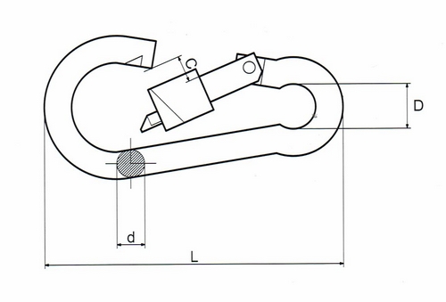 Hasičská karabina SO ZABEZPEČENÍM 4x40 40mm Pozink