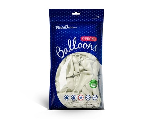BIELE BALÓNY pastelové silné 27 cm 12 palcov 50 ks na girlandy pri prijímaní svadobné