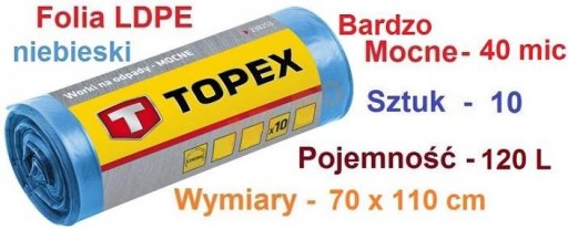 Vrecia na odpad 120 L, modré, 40 mic