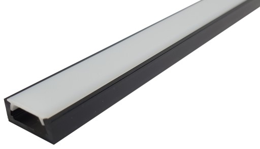 ČIERNY POVRCHOVÝ PVC PROFIL pre LED 1m + LAMPA