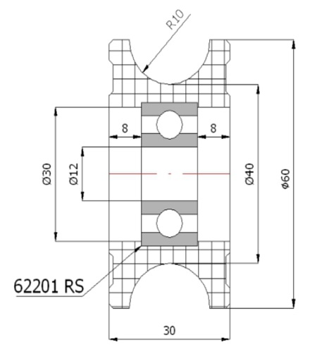 fi 60 VALCOV PRE 20 mm KÁBLOVÉ BLOKOVANIE VALEC FI 12