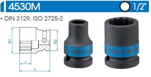 NÁRAZOVÁ ZÁSUVKA 1/2 17mm KING TONY 12 KT 453017M