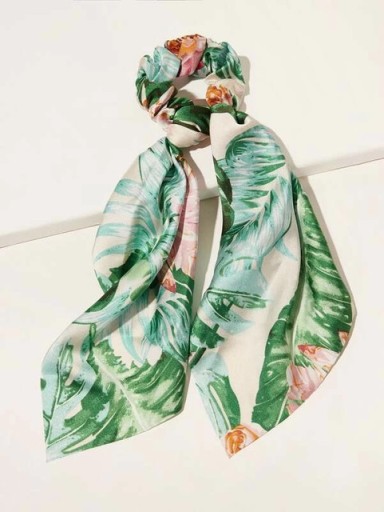 Scrunchies scrunchies gumička do vlasov, dlhý šál, kvety monstera