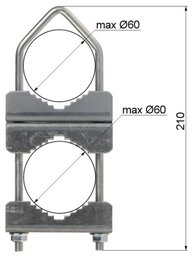 CLAMP spojovacie stožiare OZP-60, dvojitá DELTA svorka