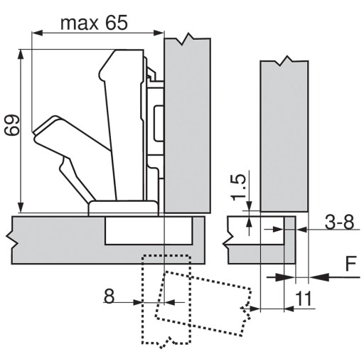 Širokoúhlý pánt 170 CLIP top BLUM 71T6550