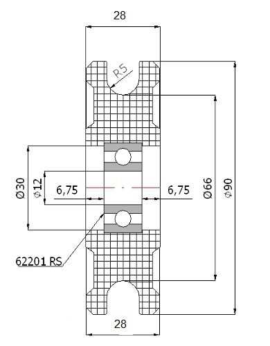 fi 90 VALCE PRE 10 mm KÁBLOVÉ BLOKOVANIE VALEC FI 12