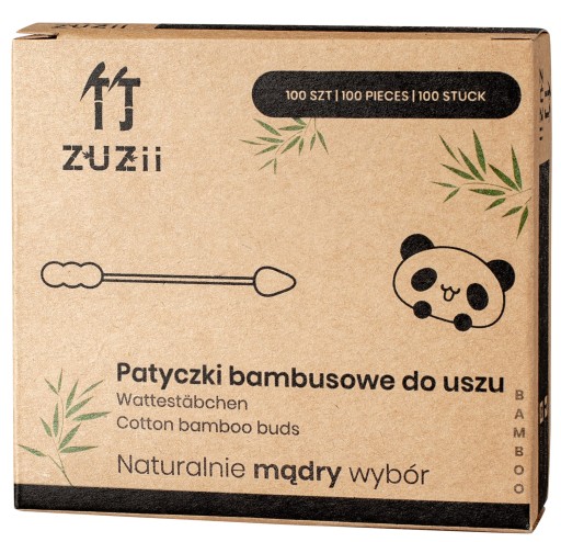 Bambusové vatové tyčinky do uší a mejkapu Zuzia, 100 ks.