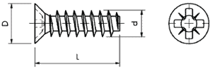 EURO skrutka so zápustnou hlavou 6,3mm x 20mm 100 kusov