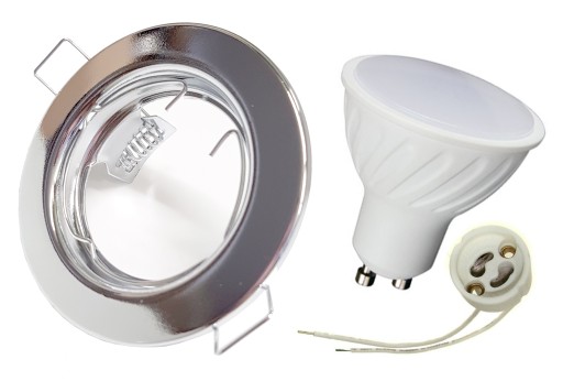 SET PEVNÉHO HALOGENOVÉHO SVETLA CHROM + LED GU10 8W