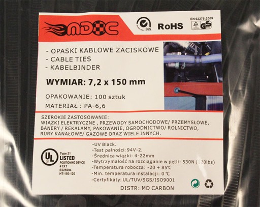 MDC ZIP-Clamps UV káblové pásky 150x7,2