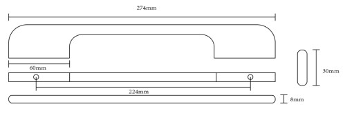 MODERNÁ nábytková úchytka Andras ČIERNA 224mm