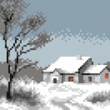 Plátno s tlačeným vzorom pre krížikový steh 11ct 15x15cm zimné (5779)