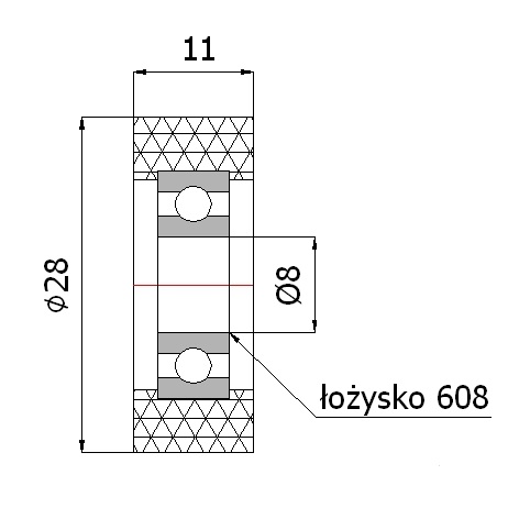 FI 28 POLYURETÁNOVÝ VALEC FI 8 ŠÍRKA VALČEK 11 mm