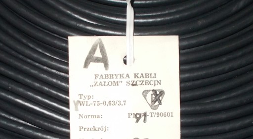 koaxiálny kábel 75Ohm WL-75 0,63/3,7 10m