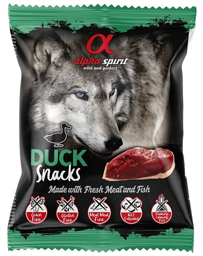 ALPHA SPIRIT kocky s KAČIČKOU 50g Pochúťka pre psov