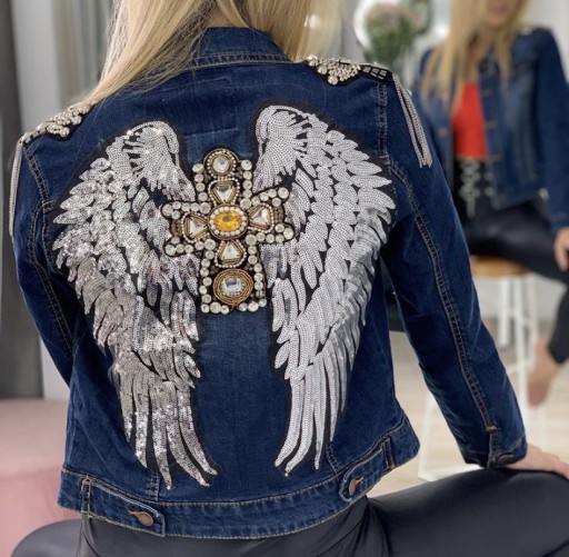 Strieborné flitre Wings termo nášivka VEĽKÁ 34cm