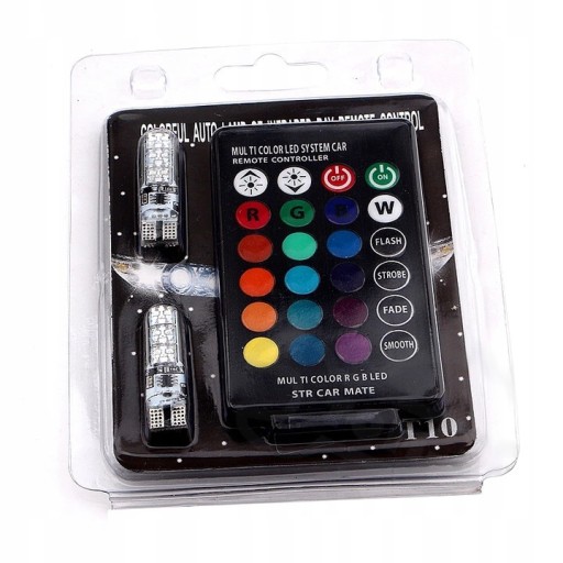 2 W5W LED T10 RGB ŽIAROVKY 16 FAREBNÉ PARKOVACIE DIAĽKOVÉ OVLÁDANIE