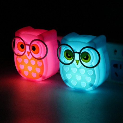 LED nočná lampa OWL svetelný senzor, 3 farby