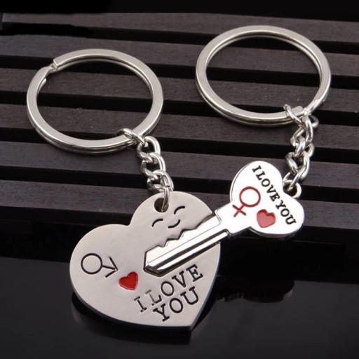 Srdiečková kľúčenka a kľúč valentínsky darček 2 kusy pre milovníkov LOVE