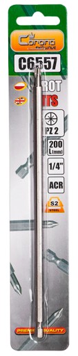 ČEPEĽOVÝ BIT DLHÝ PZ 2 x 200MM OCEL S2-ACR