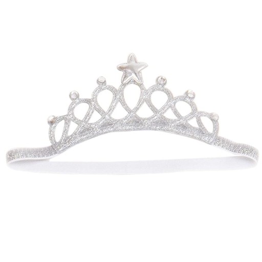 CROWN Čelenka do vlasov s gumičkou, STRIEBORNÁ farba