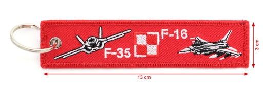 F-35 a F-16 vyšívaná kľúčenka ODSTRÁŇTE PRED LETOM