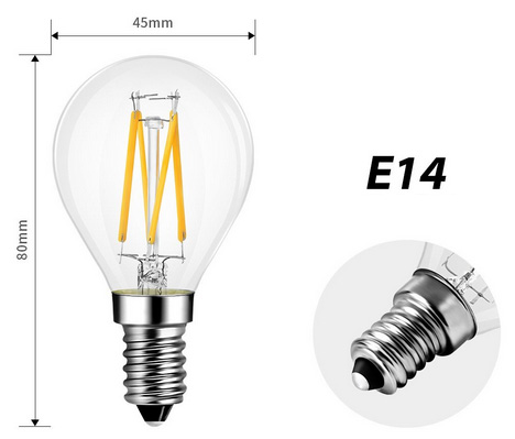 E14 LED FILAMENT G45 žiarovka 4W EDISON HEAT guľa