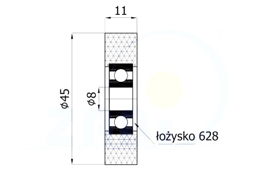FI 45 POLYURETÁNOVÝ VALEC FI 8 VALCOV ŠÍR 11 mm