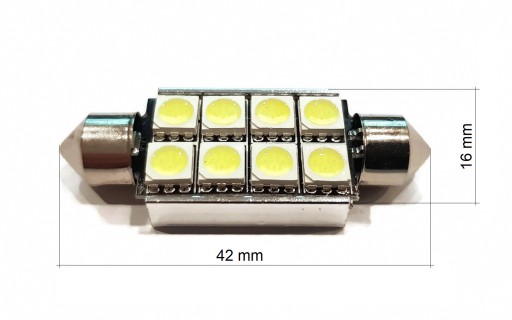 ŽIAROVKA 8 LED 5050 SMD TRUBKA 42mm C5W C10W KANBUS