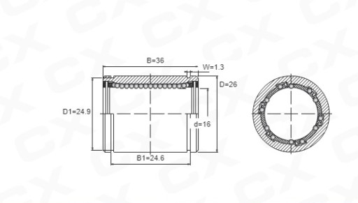 KB 1636 UU Lineárne ložisko LME 16 UU hriadeľ 16