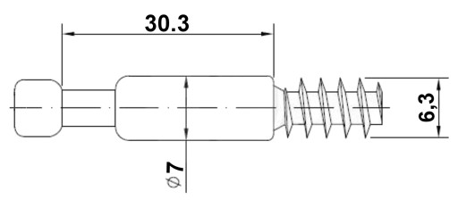 KOLÍK PRE EXCENTRICKÉ PRIPOJENIE ZÁVIT EÚ 30 mm x 50