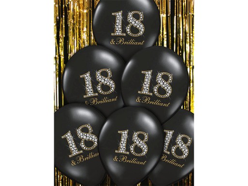 Balóny k 18. narodeninám Brilliant Black - 6 ks
