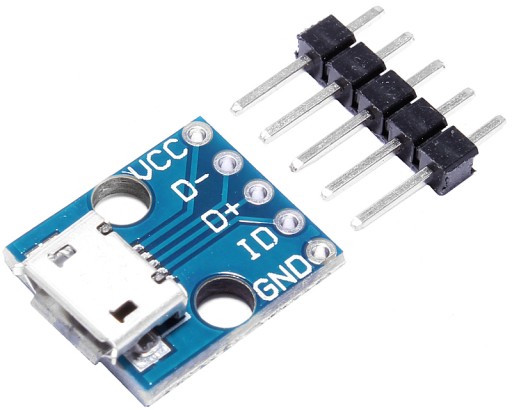 Micro USB 5pinová zásuvka rozhrania prispájkovaná k PCB + Goldpin ARDUINO